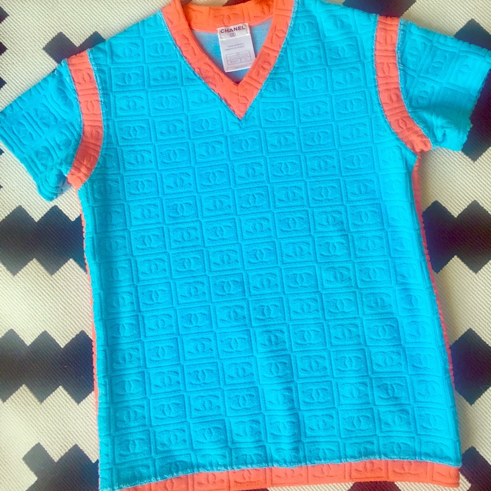 ‼️SOLD‼️ AUTH CHANEL SPORT TERRY LOGO TOP SS02 - Picture 2 of 5